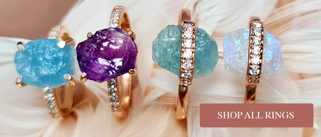 Raw gemstones rings that include moonstone gem sale offer promotion 